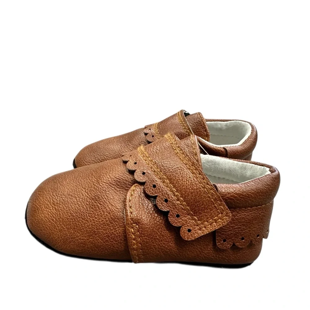 Jack & Lily My‎ Moc Brown Leather Baby Shoes Size 12-18 months